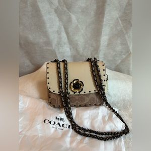 Coach mini crossbody. Tan & beige. NWOT